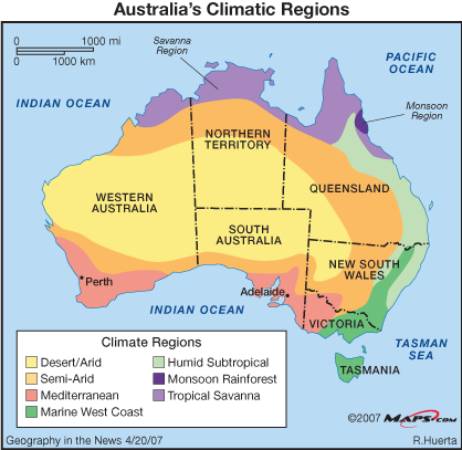موقع استراليا الجغرافي