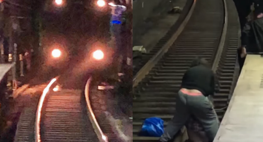انزلاق رجل على سكة قطار في سيدني على بعد أمتار من القطار.. ولحظات حبس أنفاس للحاضرين