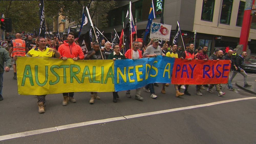 عمال استراليا يغزون الشوارع بمظاهرات للمطالبة برفع الأجورعمال استراليا يغزون الشوارع بمظاهرات للمطالبة برفع الأجور